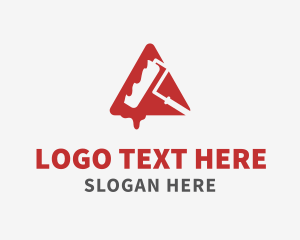 Paint Roller - Red Paint Roller Triangle logo design