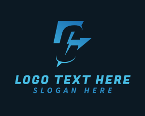 Tech - Lightning Bolt Power Letter C logo design