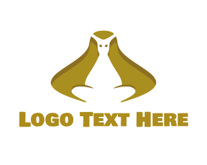 Animal - Golden Kangaroo Sitting logo design