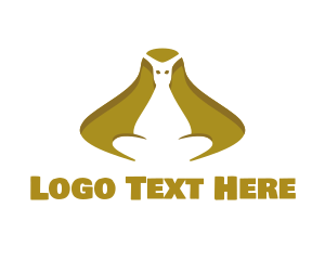 Golden Kangaroo Sitting Logo