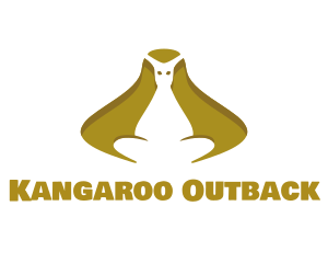 Golden Kangaroo Sitting logo design