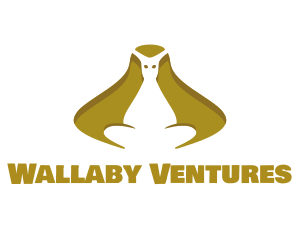 Wallaby - Golden Kangaroo Sitting logo design