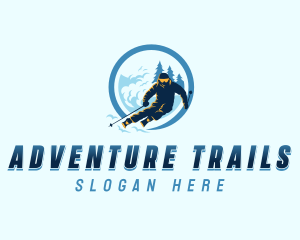 Adventure Snow Skier logo design