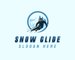 Adventure Snow Skier logo design