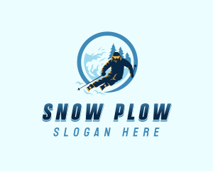 Adventure Snow Skier logo design