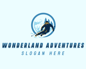 Adventure Snow Skier logo design