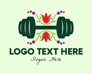 Weight Lifter - Natural Eco Barbell logo design
