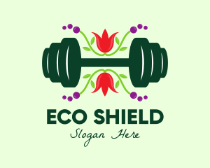 Natural Eco Barbell logo design