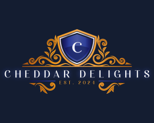 Elegant Shield Ornament logo design