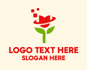 Flower Farm - Modern Pixel Tulip Flower logo design