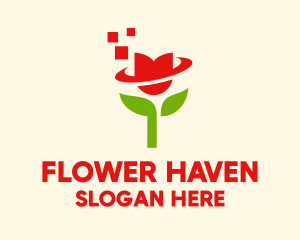 Modern Pixel Tulip Flower  logo design