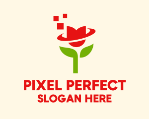 Modern Pixel Tulip Flower  logo design