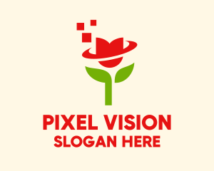 Modern Pixel Tulip Flower  logo design