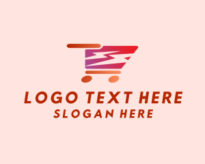 Orange - Grocery Cart Bolt logo design