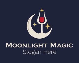Nighttime - Moon Crescent Wine logo design