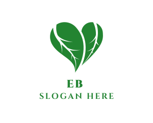 Vegetarian - Natural Heart Leaves logo design