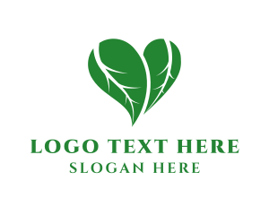 Vegan - Natural Heart Leaves logo design