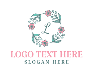 Baby Shower - Flower Wreath Decor Letter logo design