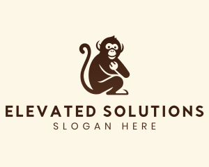 Chimpanzee Monkey Primate logo design