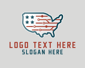 Usa - Tech Map USA logo design