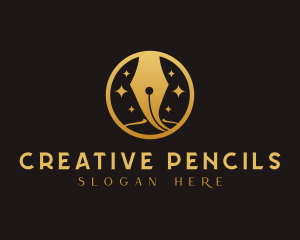 Author Calligraphy Pen Nib logo design