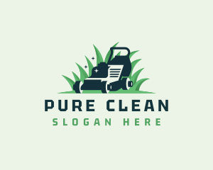 Lawn Mower Grass Cleaning logo design