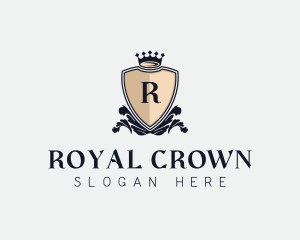 Shield Crown Wreath logo design