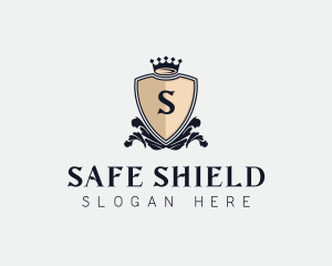 Shield Crown Wreath logo design