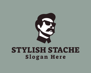 Man Moustache Barbershop logo design