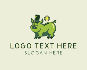 Top Hat - Pig Money Savings logo design