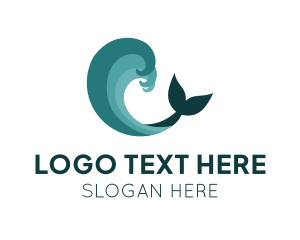 Surfing - Waves Whale Fin logo design