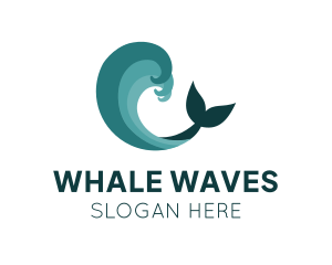 Waves Whale Fin logo design