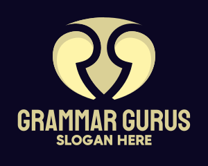 Grammar - Yellow Quotes Shield logo design