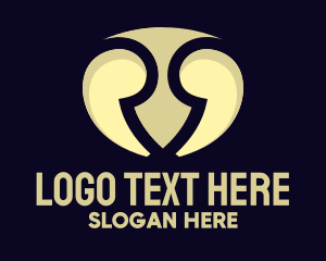 Comma - Yellow Quotes Shield logo design