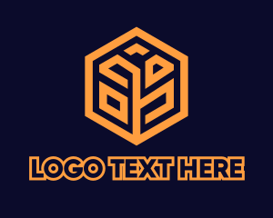 Orange Hexagon - Tech Startup Hexagon Grain logo design