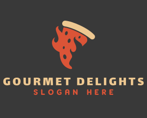 Flaming Pizza Gourmet logo design