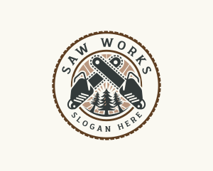 Chainsaw Woodwork Lumberjack logo design