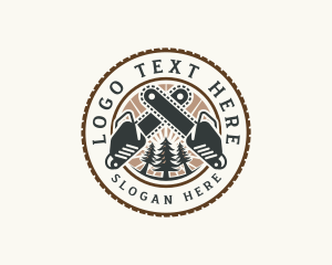 Vintage - Chainsaw Woodwork Lumberjack logo design