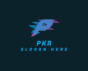 Tech Glitch Letter P logo design