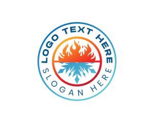 Fire - Heating Cooling Technician logo design