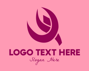 Rose Candle - Pink Flower Bud logo design