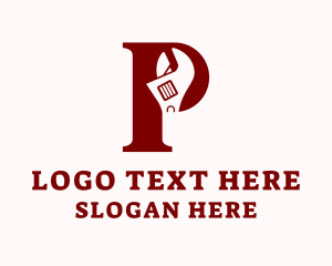 Pipe Wrench - Mechanic Wrench Letter P logo design