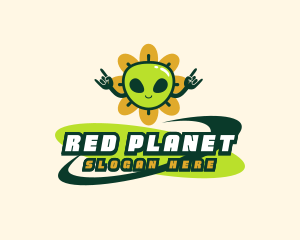 Flower Alien Martian logo design