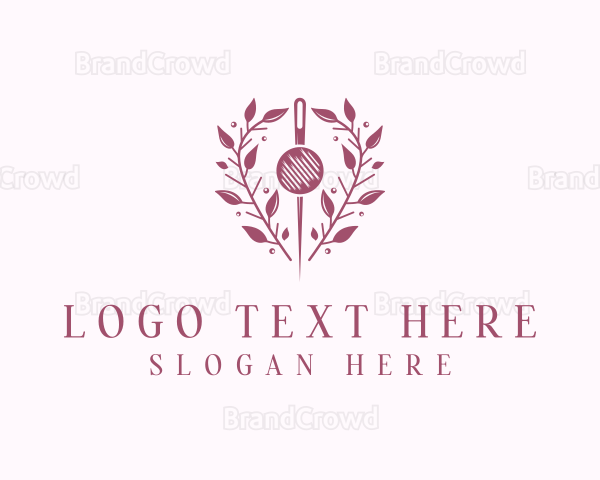 Pin Wreath Sewing Tailor Logo