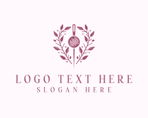 Embroidery - Pin Wreath Sewing Tailor logo design