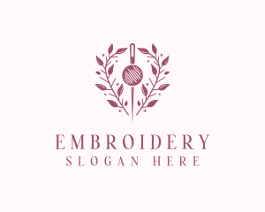 Pin Wreath Sewing Tailor logo design