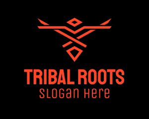 Red Tribal Bird Gaming logo design