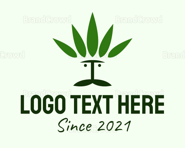 Weed Leaves Mustache Logo
