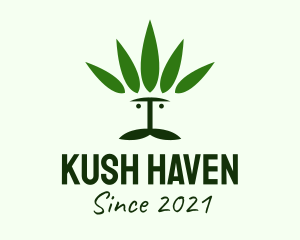 Kush - Weed Leaves Mustache logo design