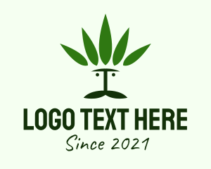 High - Weed Leaves Mustache logo design
